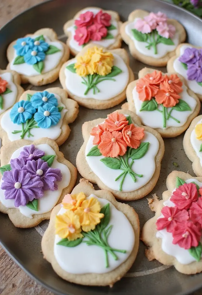 30 Aesthetic Baking Cookies Ideas You’ll Want to Try - 1. Floral Bouquet Cookies