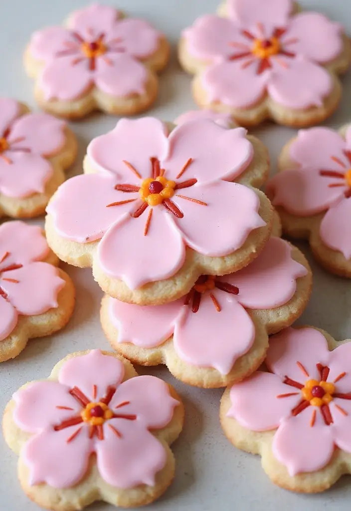 30 Aesthetic Baking Cookies Ideas You’ll Want to Try - 12. Cherry Blossom Cookies