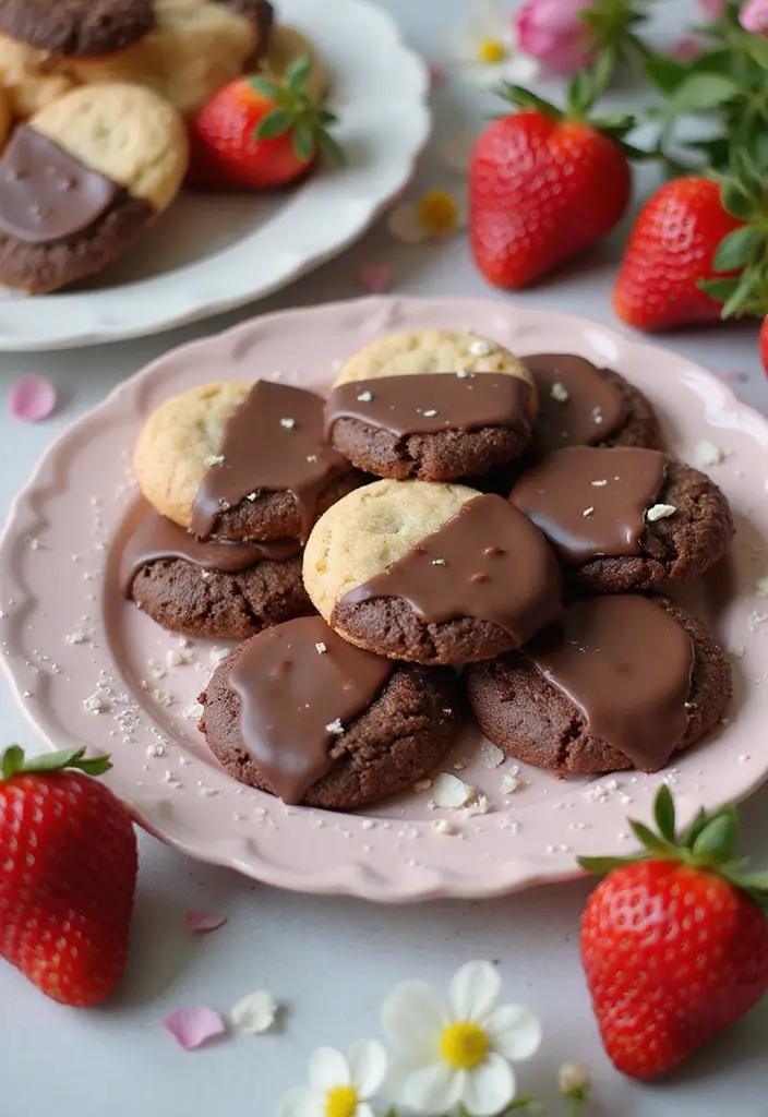 30 Aesthetic Baking Cookies Ideas You’ll Want to Try - 9. Chocolate-Dipped Strawberry Cookies