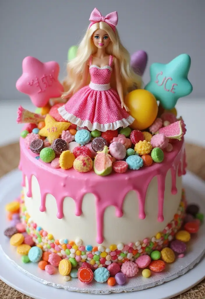 30 Barbie Birthday Cake Ideas That Are Glamorous and Fun 17 30 Barbie Birthday Cake Ideas That Are Glamorous and Fun - 17. Barbie Candy Land Cake
