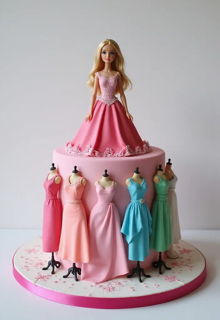 30 Barbie Birthday Cake Ideas That Are Glamorous and Fun 22 30 Barbie Birthday Cake Ideas That Are Glamorous and Fun - 22. Barbie Fashion Show Cake
