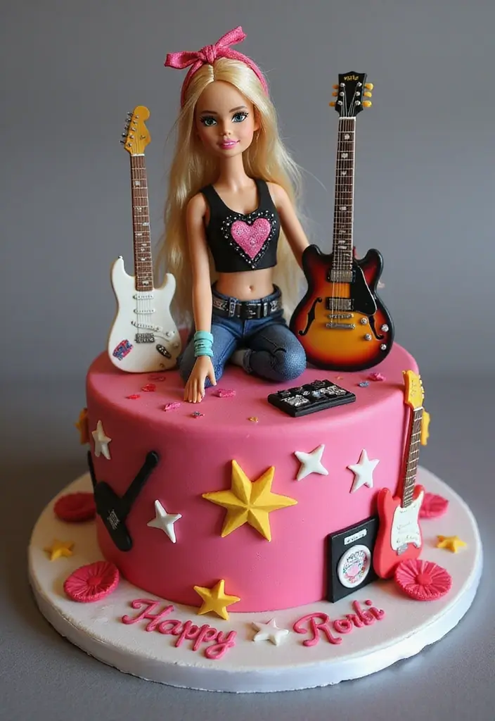 30 Barbie Birthday Cake Ideas That Are Glamorous and Fun 29 30 Barbie Birthday Cake Ideas That Are Glamorous and Fun - 29. Barbie Rock n’ Roll Cake