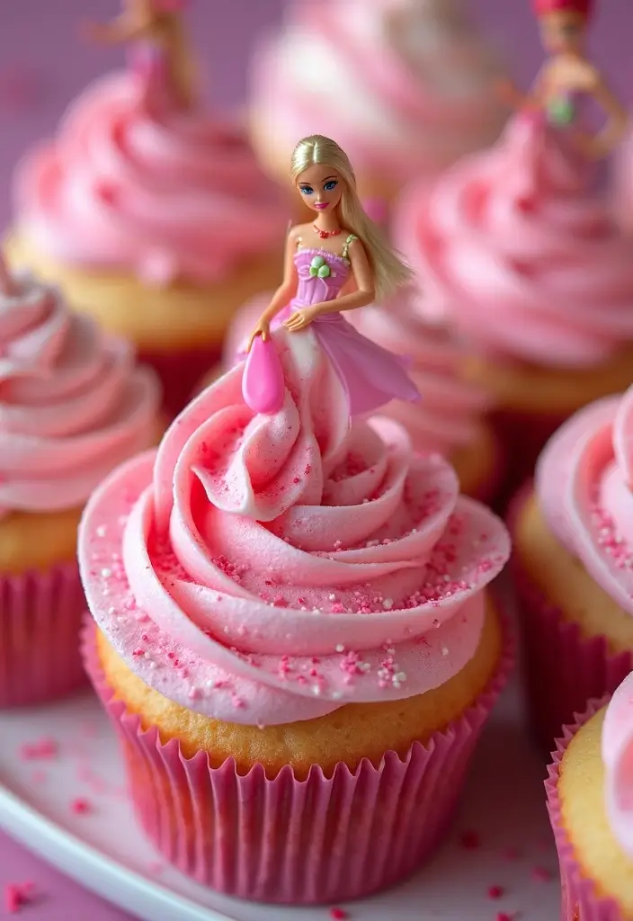 30 Barbie Birthday Cake Ideas That Are Glamorous and Fun 3 30 Barbie Birthday Cake Ideas That Are Glamorous and Fun - 3. Glitter Bomb Cupcake Cake