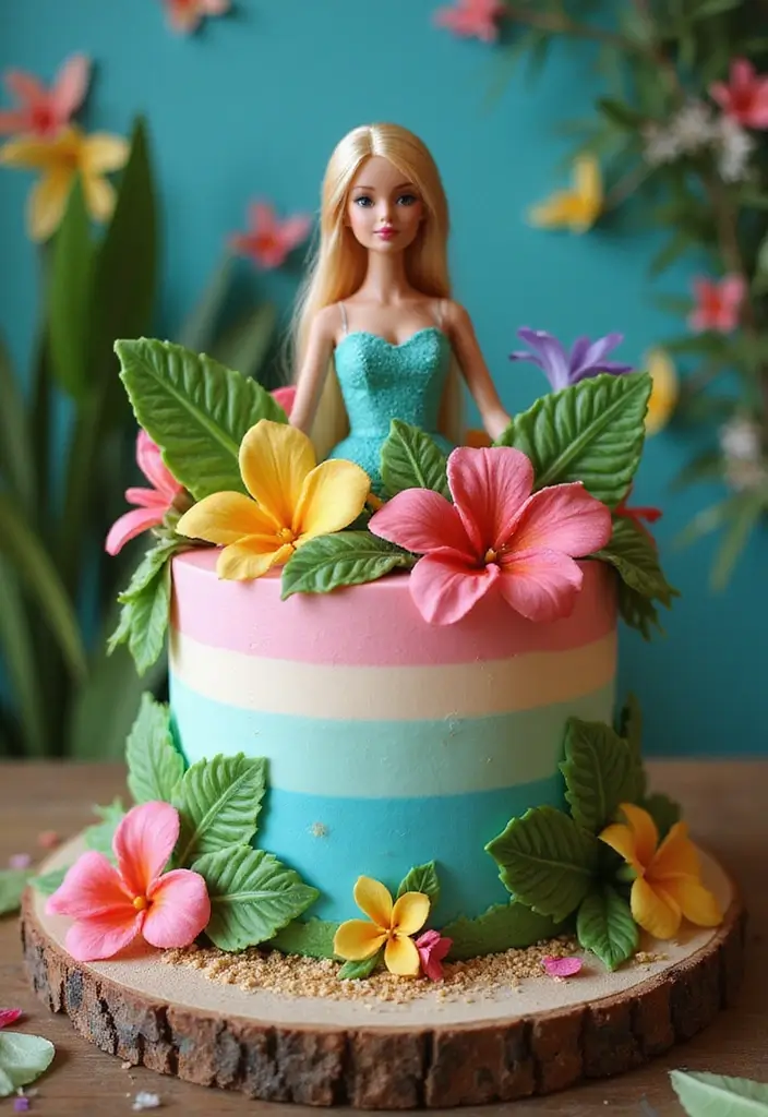 30 Barbie Birthday Cake Ideas That Are Glamorous and Fun 6 30 Barbie Birthday Cake Ideas That Are Glamorous and Fun - 6. Barbie Tropical Paradise Cake