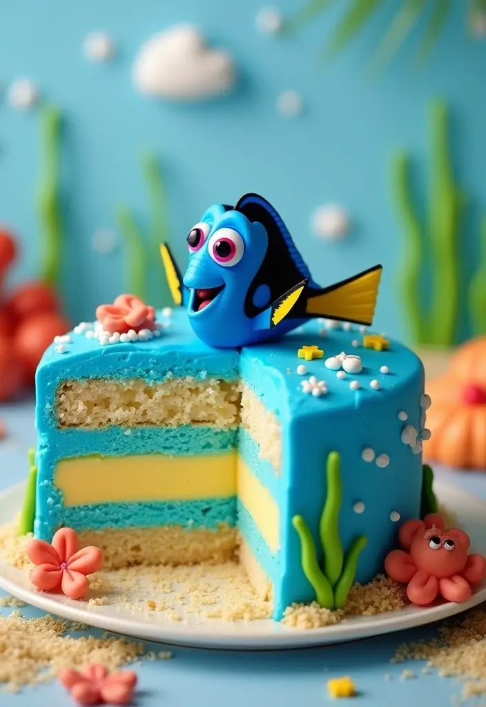 30 Bento Cake Designs for Boyfriend That Feel Romantic 29 30 Bento Cake Designs for Boyfriend That Feel Romantic - 29. Finding Dory’s Ocean Adventure