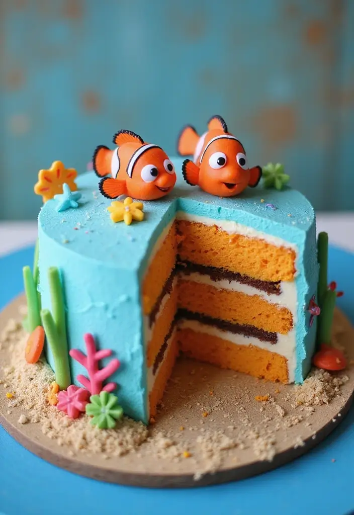 30 Bento Cake Designs for Boyfriend That Feel Romantic 7 30 Bento Cake Designs for Boyfriend That Feel Romantic - 7. Finding Nemo Splash of Flavor