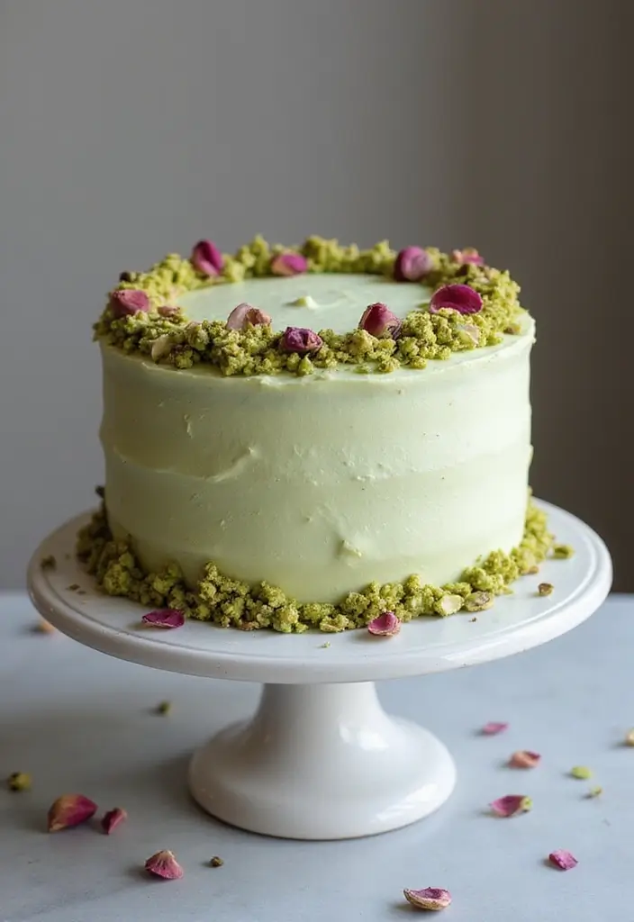 30 Birthday Cake Ideas for Women That Look Chic and Elegant 13 30 Birthday Cake Ideas for Women That Look Chic and Elegant - 13. Pistachio Cake with Rosewater Frosting