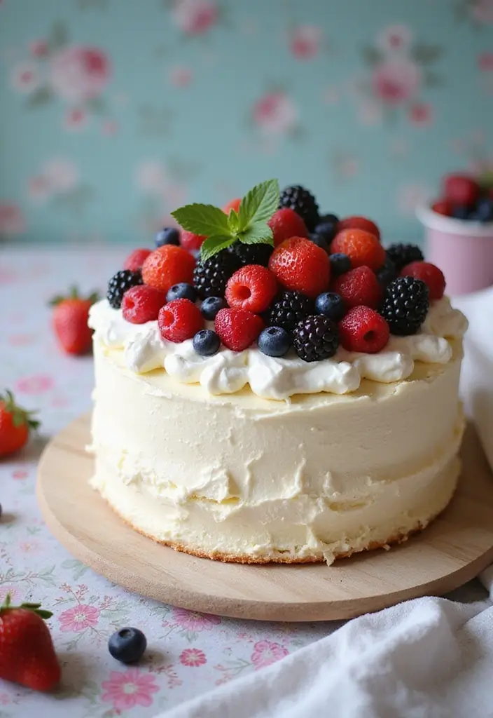 30 Birthday Cake Ideas for Women That Look Chic and Elegant 22 30 Birthday Cake Ideas for Women That Look Chic and Elegant - 22. Chiffon Cake with Berries