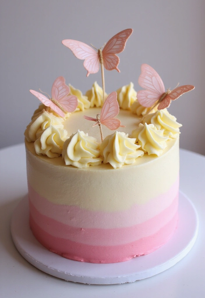 30 Butterfly Birthday Cake Ideas That Look Whimsical and Sweet 11 30 Butterfly Birthday Cake Ideas That Look Whimsical and Sweet - 11. Ombre Butterfly Cake
