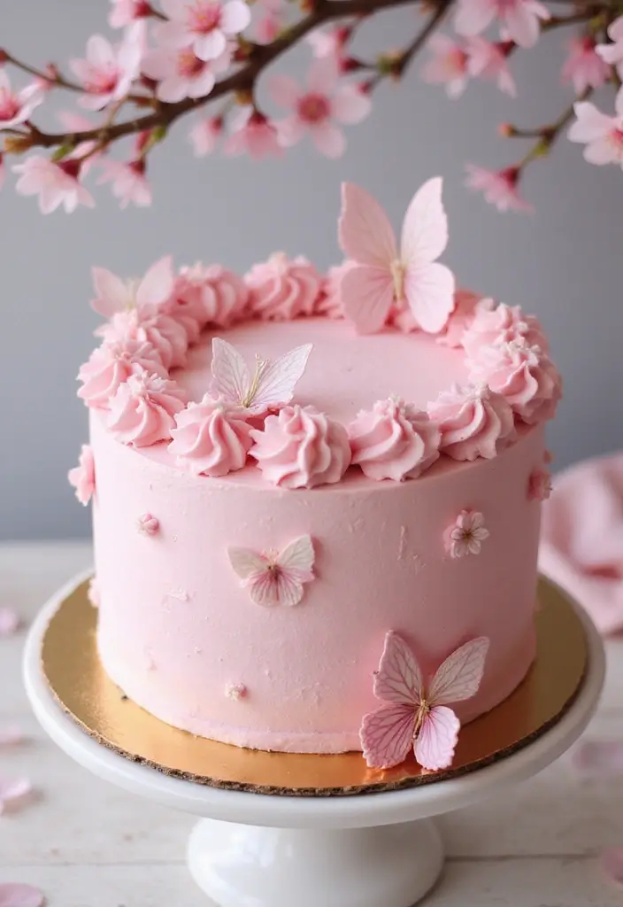 30 Butterfly Birthday Cake Ideas That Look Whimsical and Sweet 12 30 Butterfly Birthday Cake Ideas That Look Whimsical and Sweet - 12. Cherry Blossom Butterfly Cake