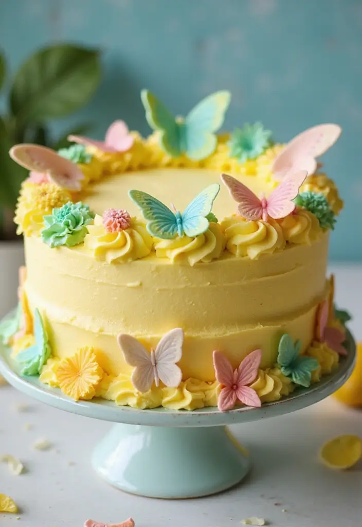 30 Butterfly Birthday Cake Ideas That Look Whimsical and Sweet 13 30 Butterfly Birthday Cake Ideas That Look Whimsical and Sweet - 13. Lemonade Butterfly Cake