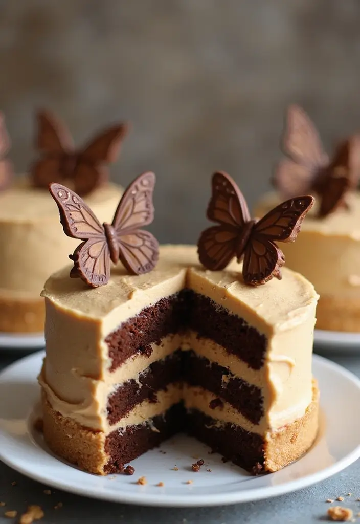 30 Butterfly Birthday Cake Ideas That Look Whimsical and Sweet 19 30 Butterfly Birthday Cake Ideas That Look Whimsical and Sweet - 19. Peanut Butter Cup Butterfly Cake