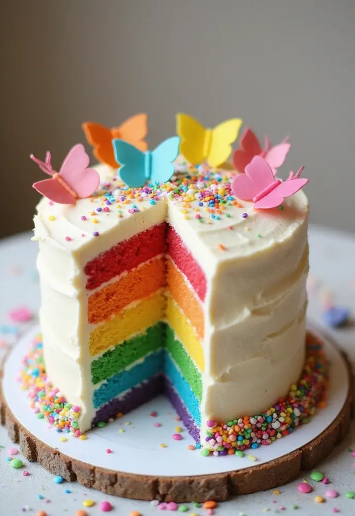 30 Butterfly Birthday Cake Ideas That Look Whimsical and Sweet 2 30 Butterfly Birthday Cake Ideas That Look Whimsical and Sweet - 2. Vibrant Rainbow Butterfly Cake