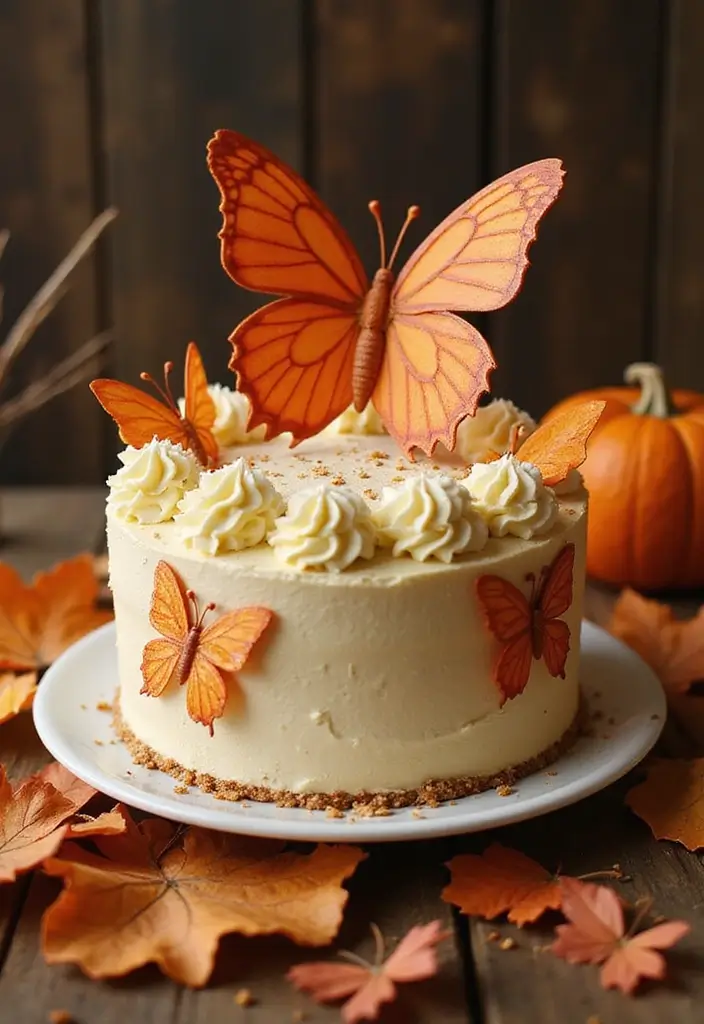 30 Butterfly Birthday Cake Ideas That Look Whimsical and Sweet 21 30 Butterfly Birthday Cake Ideas That Look Whimsical and Sweet - 21. Pumpkin Spice Butterfly Cake