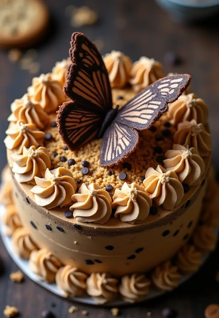 30 Butterfly Birthday Cake Ideas That Look Whimsical and Sweet 25 30 Butterfly Birthday Cake Ideas That Look Whimsical and Sweet - 25. Chocolate Chip Cookie Dough Butterfly Cake