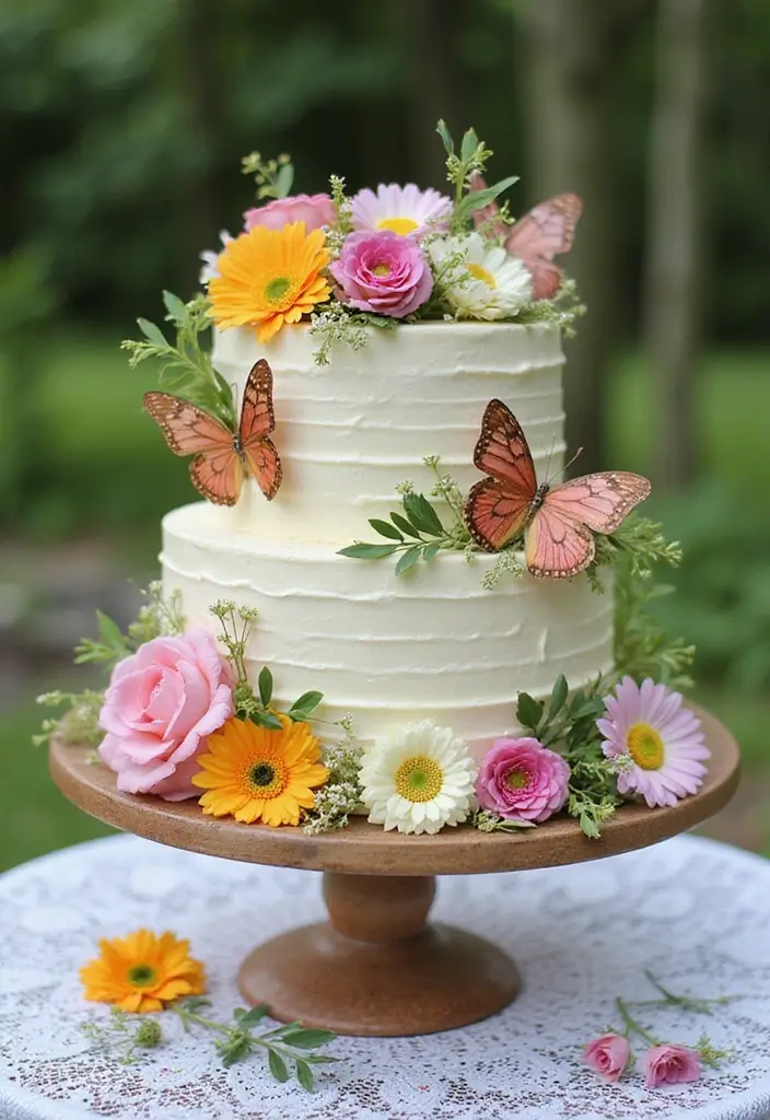 30 Butterfly Birthday Cake Ideas That Look Whimsical and Sweet 3 30 Butterfly Birthday Cake Ideas That Look Whimsical and Sweet - 3. Floral Butterfly Surprise Cake