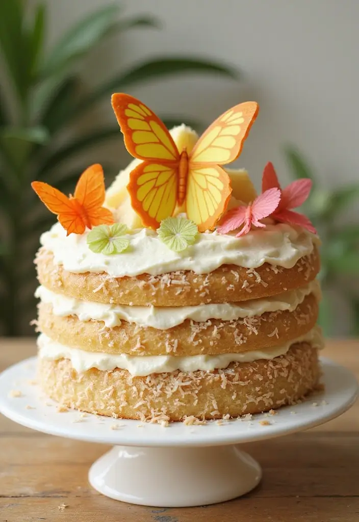30 Butterfly Birthday Cake Ideas That Look Whimsical and Sweet 30 30 Butterfly Birthday Cake Ideas That Look Whimsical and Sweet - 30. Pina Colada Butterfly Cake