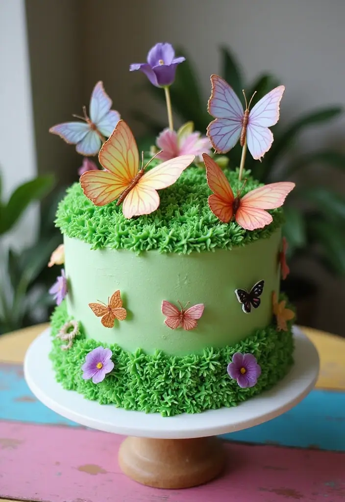 30 Butterfly Birthday Cake Ideas That Look Whimsical and Sweet 6 30 Butterfly Birthday Cake Ideas That Look Whimsical and Sweet - 6. Butterfly Garden Cake