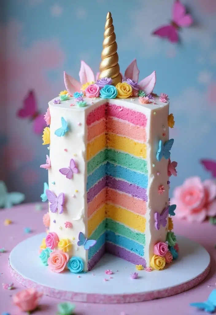 30 Butterfly Birthday Cake Ideas That Look Whimsical and Sweet 7 30 Butterfly Birthday Cake Ideas That Look Whimsical and Sweet - 7. Unicorn Butterfly Cake