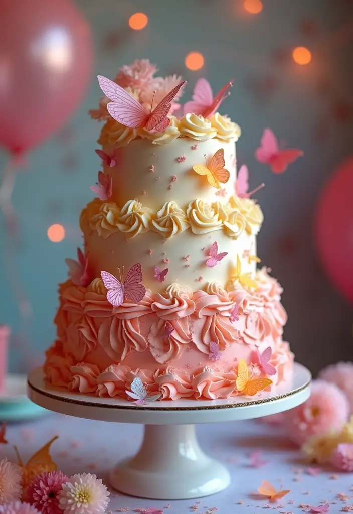 30 Butterfly Birthday Cake Ideas That Look Whimsical and Sweet 9 30 Butterfly Birthday Cake Ideas That Look Whimsical and Sweet - 9. Buttercream Butterfly Layer Cake