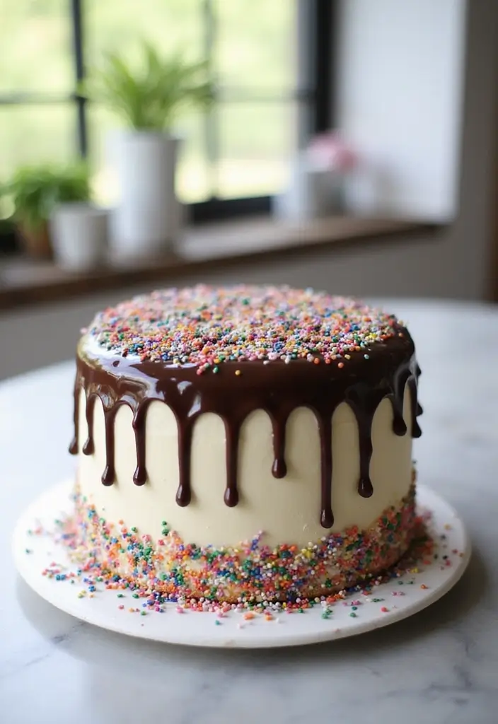 30 Cake Decorating Ideas Anyone Can Recreate at Home 15 30 Cake Decorating Ideas Anyone Can Recreate at Home - 15. Ganache Drip with Sprinkles
