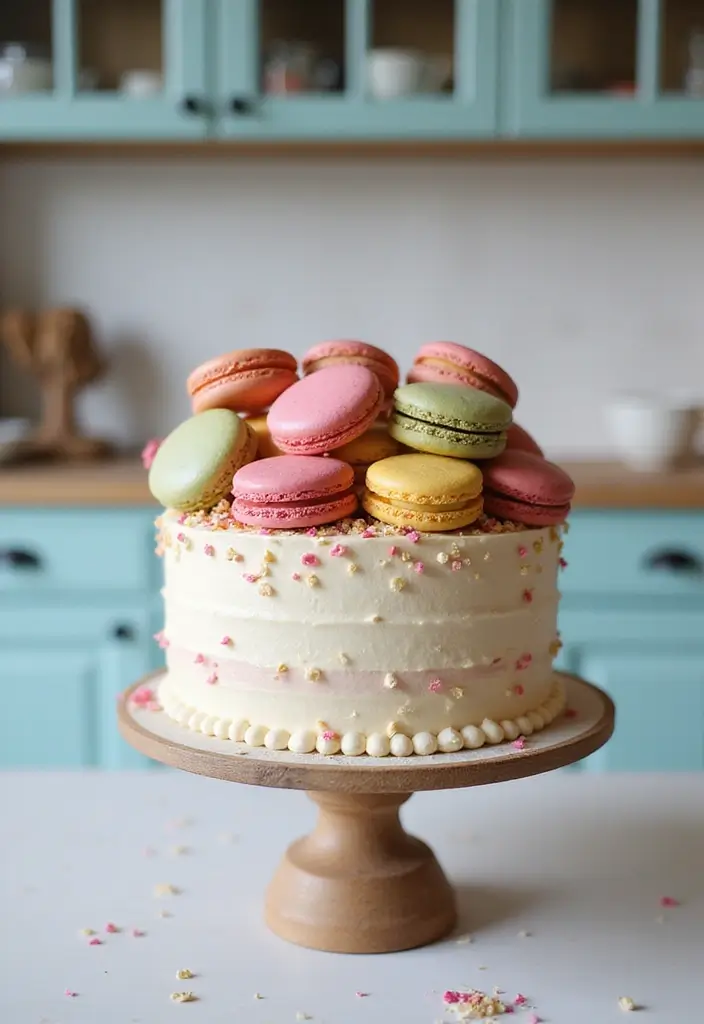 30 Cake Decorating Ideas Anyone Can Recreate at Home 26 30 Cake Decorating Ideas Anyone Can Recreate at Home - 26. Whimsical Macaron Accents