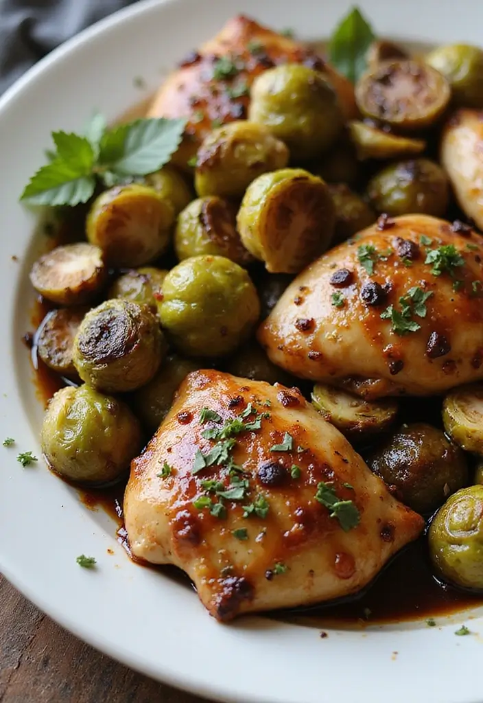 30 Chicken Tray Bake Recipes That Are Simple and Tasty 10 30 Chicken Tray Bake Recipes That Are Simple and Tasty - 10. Balsamic Glazed Chicken and Brussels Sprouts Bake