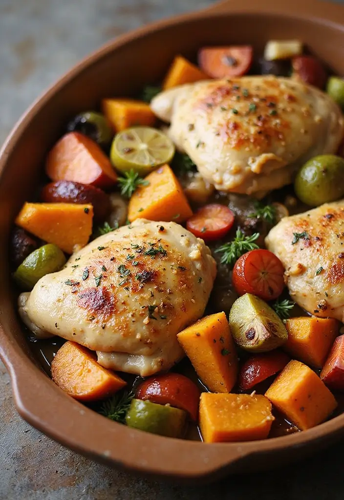 30 Chicken Tray Bake Recipes That Are Simple and Tasty 18 30 Chicken Tray Bake Recipes That Are Simple and Tasty - 18. Apple Cider Chicken and Veggie Bake