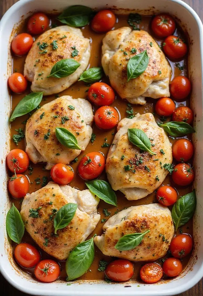 30 Chicken Tray Bake Recipes That Are Simple and Tasty 21 30 Chicken Tray Bake Recipes That Are Simple and Tasty - 21. Tomato Basil Chicken Bake