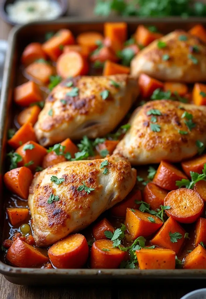 30 Chicken Tray Bake Recipes That Are Simple and Tasty 26 30 Chicken Tray Bake Recipes That Are Simple and Tasty - 26. Sweet Potato and Chicken Bake