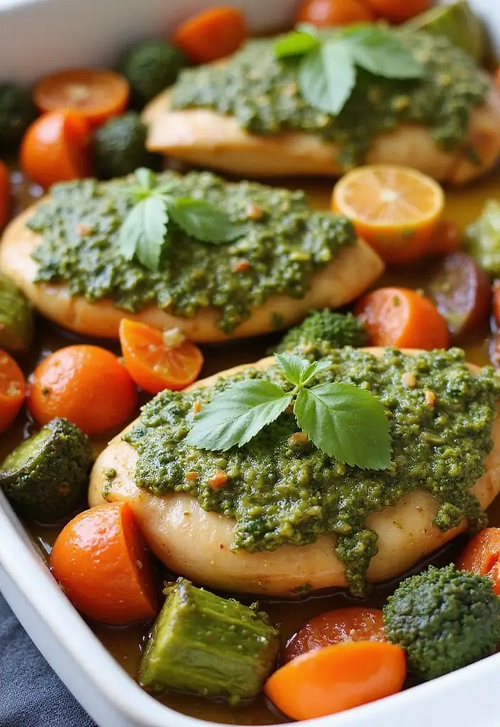30 Chicken Tray Bake Recipes That Are Simple and Tasty 27 30 Chicken Tray Bake Recipes That Are Simple and Tasty - 27. Pesto Chicken and Veggie Bake