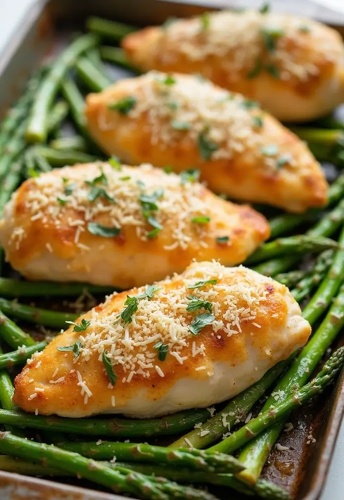 30 Chicken Tray Bake Recipes That Are Simple and Tasty 4 30 Chicken Tray Bake Recipes That Are Simple and Tasty - 4. Garlic Parmesan Chicken and Asparagus Bake
