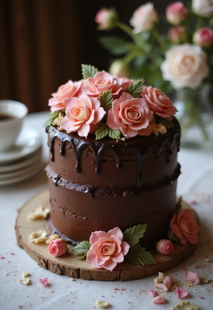 30 Chocolate Cake Decoration Ideas That Impress Instantly 17 30 Chocolate Cake Decoration Ideas That Impress Instantly - 17. Royal Icing Flowers