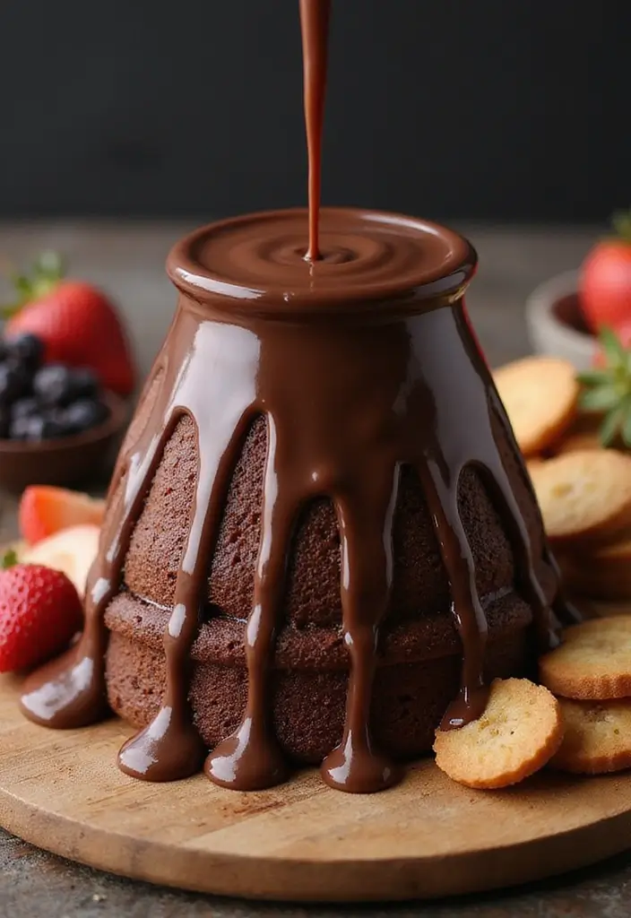 30 Chocolate Cake Decoration Ideas That Impress Instantly 23 30 Chocolate Cake Decoration Ideas That Impress Instantly - 23. Chocolate Fondue Drizzle