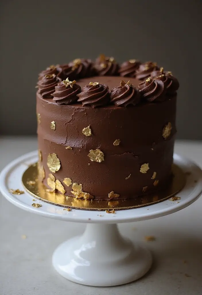 30 Chocolate Cake Decoration Ideas That Impress Instantly 27 30 Chocolate Cake Decoration Ideas That Impress Instantly - 27. Silver and Gold Leaf Accents