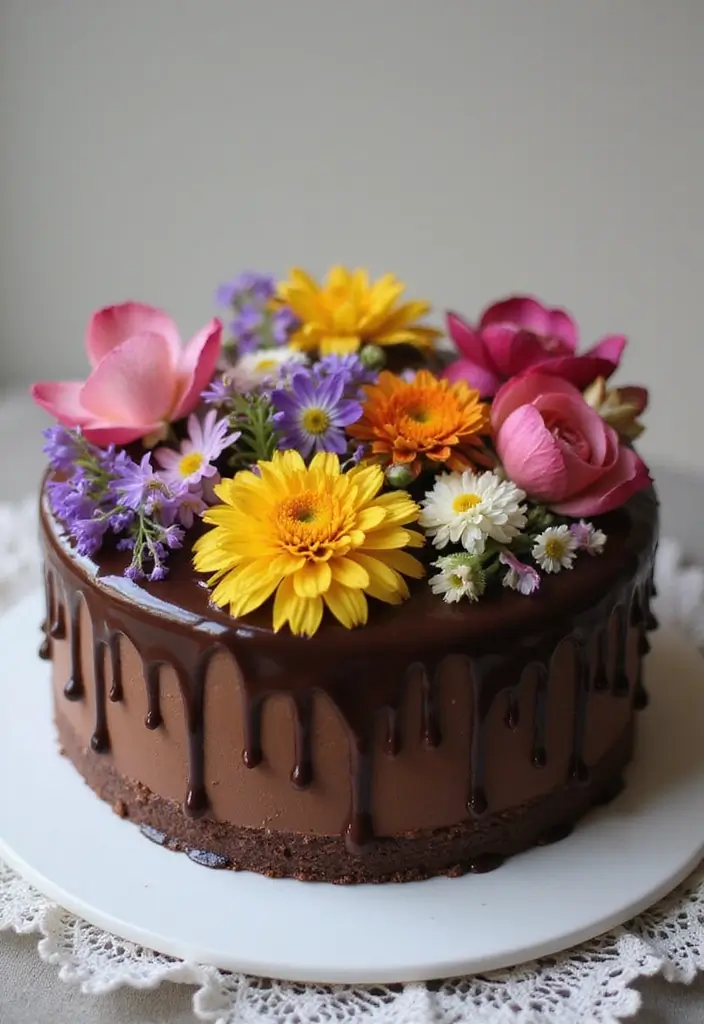 30 Chocolate Cake Decoration Ideas That Impress Instantly 5 30 Chocolate Cake Decoration Ideas That Impress Instantly - 5. Edible Flower Power