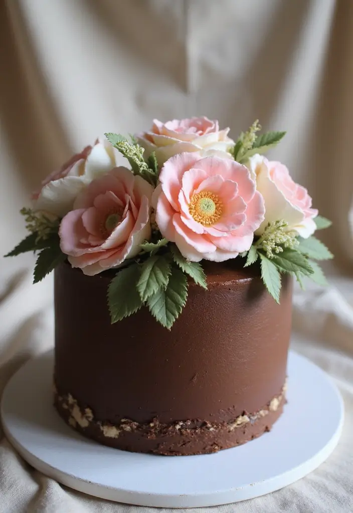30 Chocolate Cake Decoration Ideas That Impress Instantly 8 30 Chocolate Cake Decoration Ideas That Impress Instantly - 8. Layered Fondant Flowers