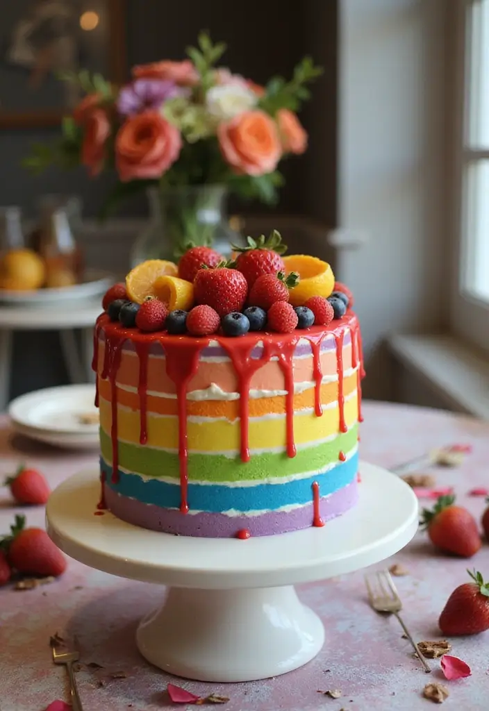 30 Cool 20th Birthday Cake Ideas for an Unforgettable Party 1 30 Cool 20th Birthday Cake Ideas for an Unforgettable Party - 1. Rainbow Drip Cake