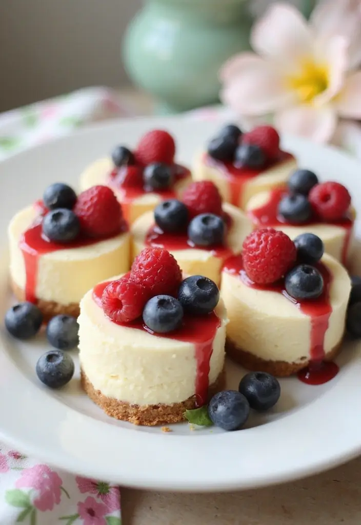 30 Easter Baking Recipes That Will Brighten Up Your Table 13 30 Easter Baking Recipes That Will Brighten Up Your Table - 13. Mini Cheesecakes with Berry Topping