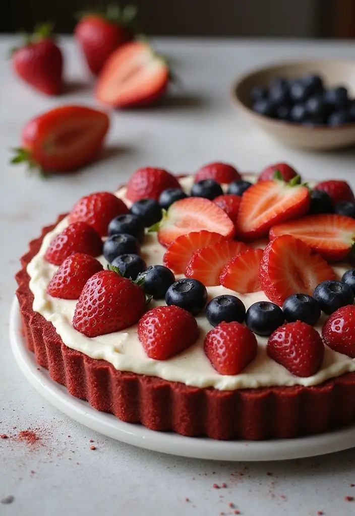 30 Engagement Party Cake Ideas Perfect for Love Celebrations 21 30 Engagement Party Cake Ideas Perfect for Love Celebrations - 21. Red Velvet Fruit Tart