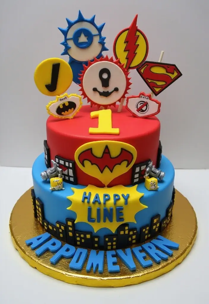 30 First Birthday Cake Ideas That Are Sweet and Memorable 10 30 First Birthday Cake Ideas That Are Sweet and Memorable - 10. Superhero Cake