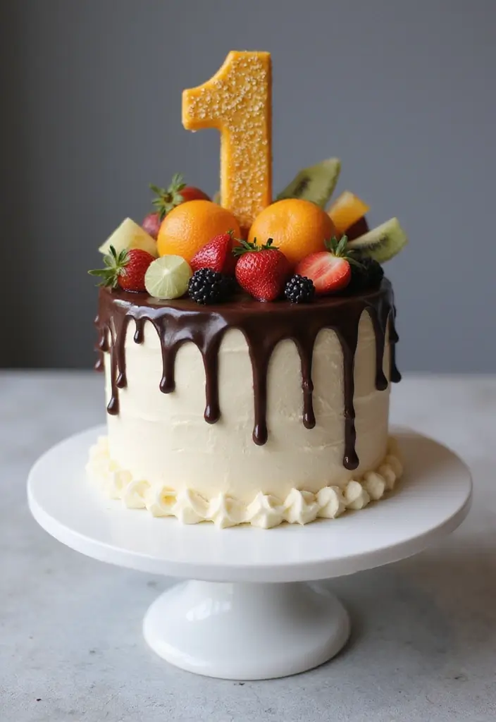 30 First Birthday Cake Ideas That Are Sweet and Memorable 13 30 First Birthday Cake Ideas That Are Sweet and Memorable - 13. Elegant Drip Cake