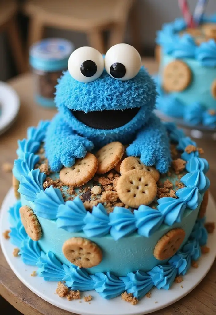 30 First Birthday Cake Ideas That Are Sweet and Memorable 16 30 First Birthday Cake Ideas That Are Sweet and Memorable - 16. Cookie Monster Cake