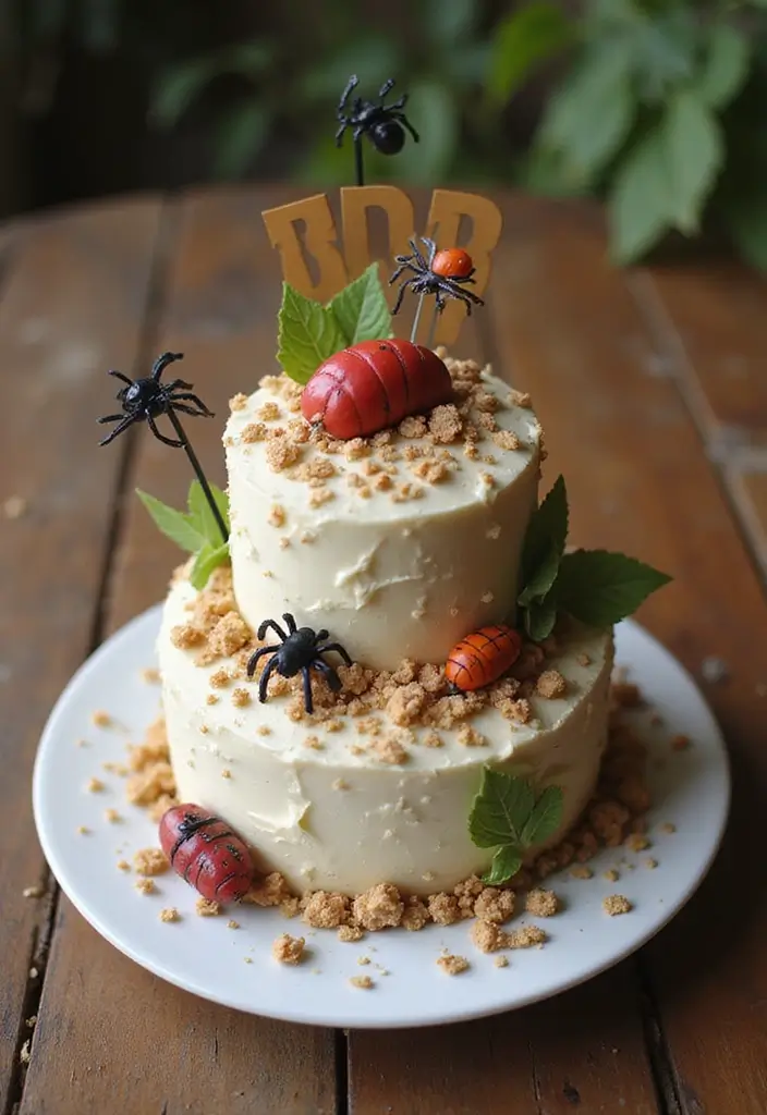 30 First Birthday Cake Ideas That Are Sweet and Memorable 19 30 First Birthday Cake Ideas That Are Sweet and Memorable - 19. Creepy Crawly Cake