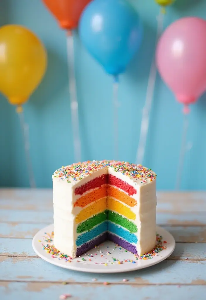 30 First Birthday Cake Ideas That Are Sweet and Memorable 2 30 First Birthday Cake Ideas That Are Sweet and Memorable - 2. Rainbow Smash Cake
