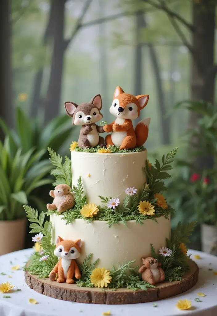 30 First Birthday Cake Ideas That Are Sweet and Memorable 27 30 First Birthday Cake Ideas That Are Sweet and Memorable - 27. Forest Friends Cake