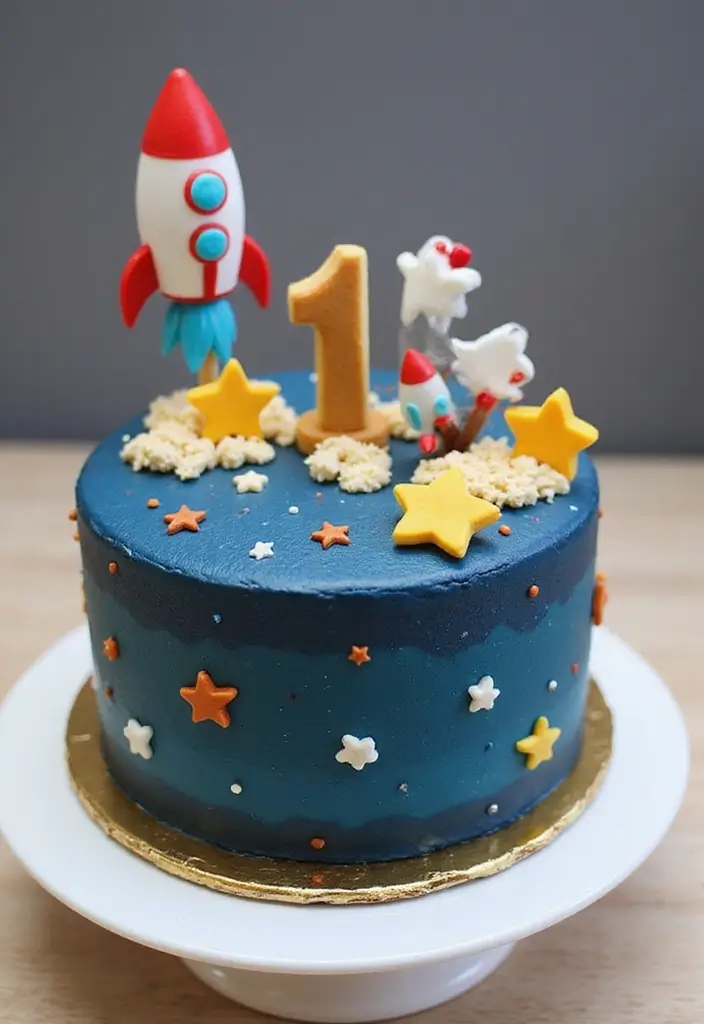 30 First Birthday Cake Ideas That Are Sweet and Memorable 5 30 First Birthday Cake Ideas That Are Sweet and Memorable - 5. Space Adventure Cake