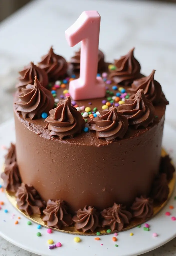 30 First Birthday Cake Ideas That Are Sweet and Memorable 7 30 First Birthday Cake Ideas That Are Sweet and Memorable - 7. Classic Chocolate Cake