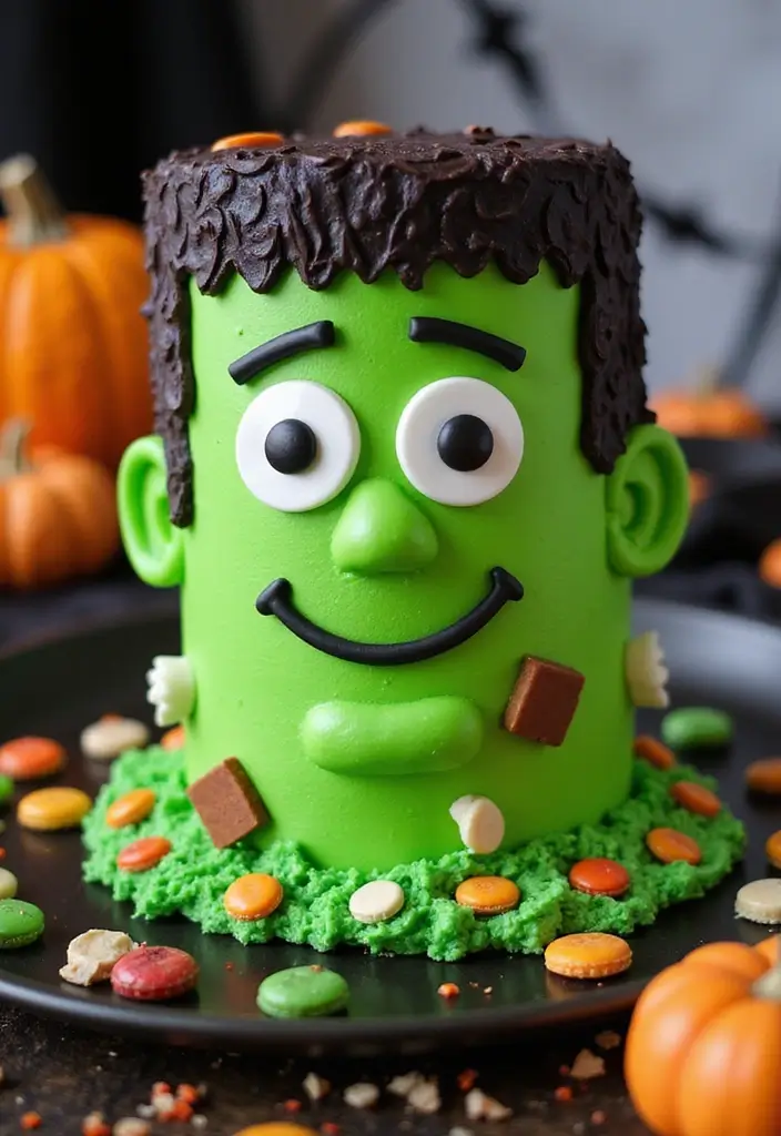 30 First Birthday Cake Ideas for Girls That Melt Hearts 14 30 First Birthday Cake Ideas for Girls That Melt Hearts - 14. Friendly Frankenstein Cake