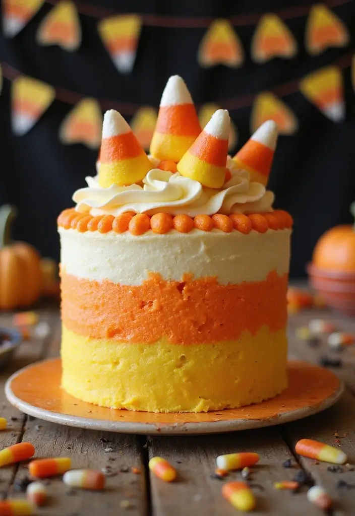 30 First Birthday Cake Ideas for Girls That Melt Hearts 4 30 First Birthday Cake Ideas for Girls That Melt Hearts - 4. Enchanted Candy Corn Cake